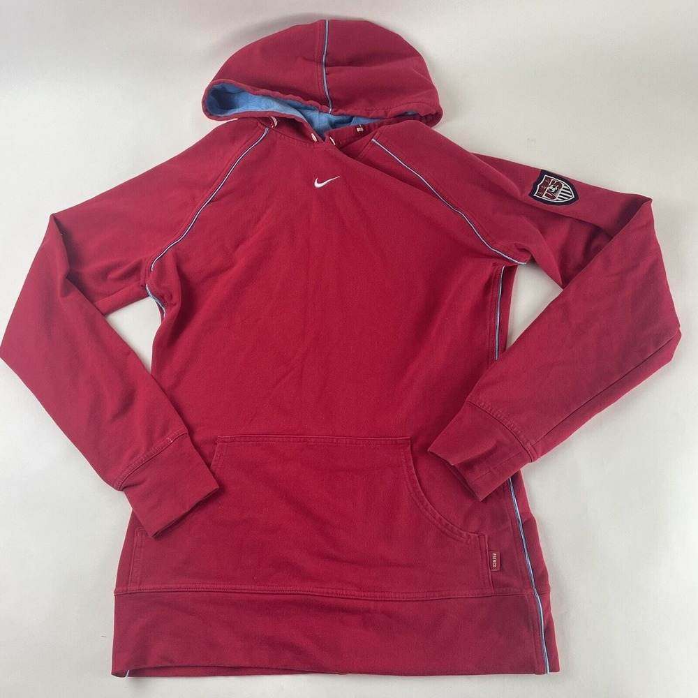 USA Soccer Nike Dri Fit Adult Womens Medium Red Pullover‎ Hoodie Sweatshirt